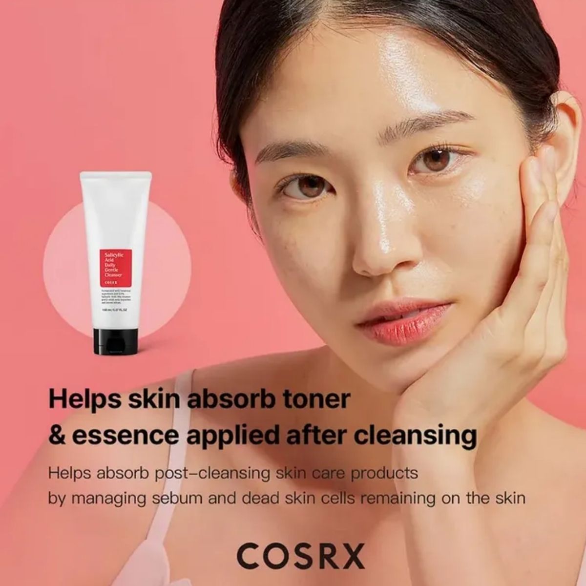 COSRX Salicylic Acid Daily Gentle Cleanser voor het verwijderen van talg en dode huidcellen.
