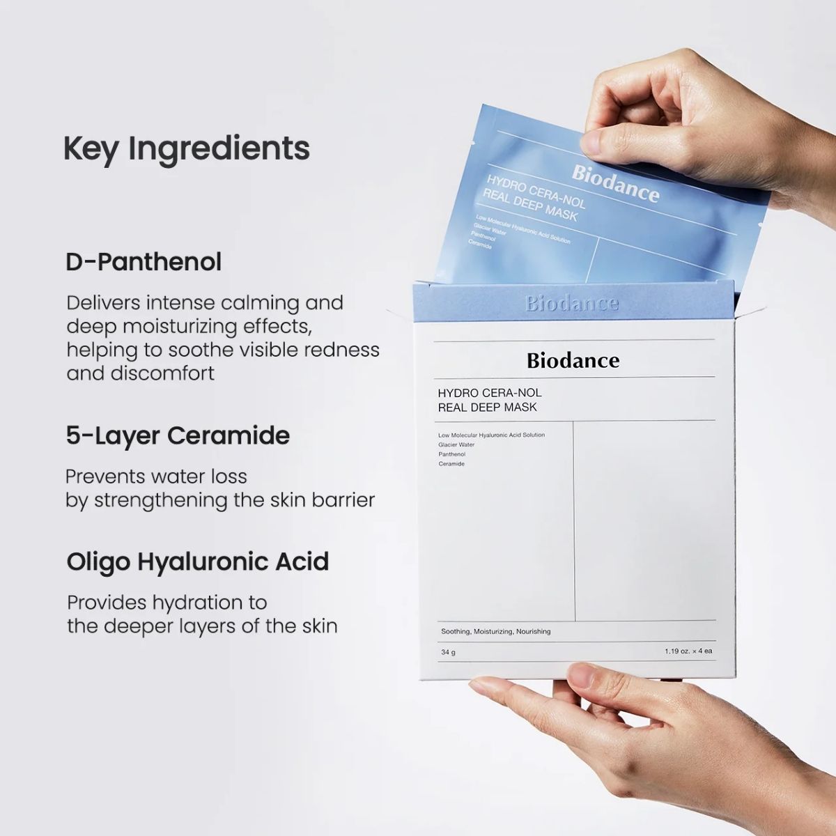 Belangrijkste ingrediënten van het Biodance Hydro Cera-nol Real Deep Mask