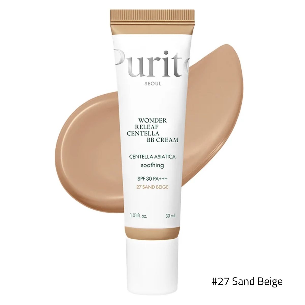 Purito Wonder Releaf Centella BB Cream SPF 30 in kleur 27 Sand Beige.