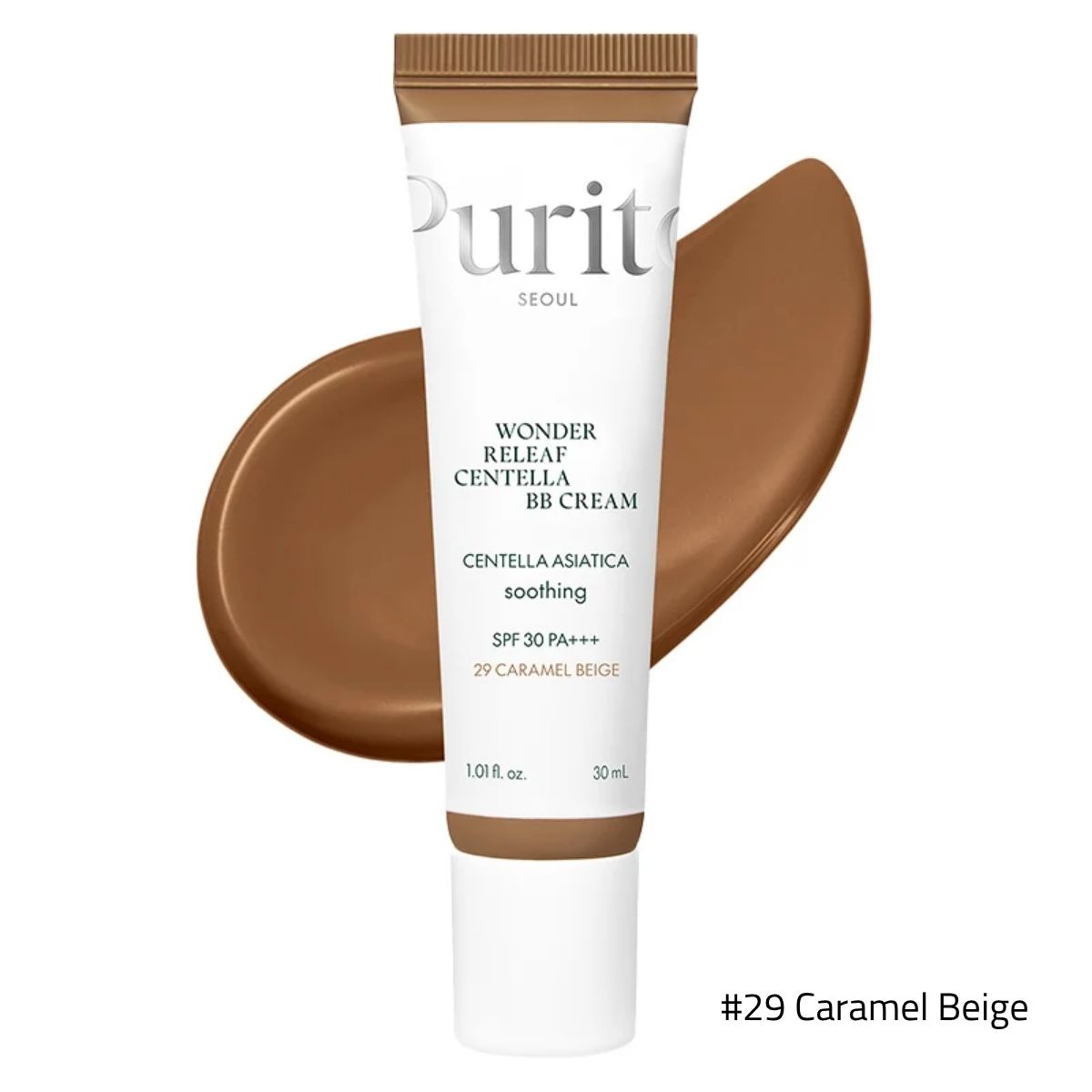 Purito Wonder Releaf Centella BB Cream SPF 30 in kleur 29 Caramel Beige.