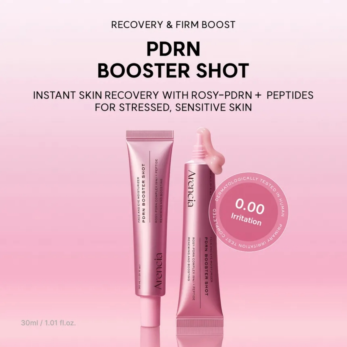 Arencia PDRN Booster Shot met Rosy-PDRN Complex en peptiden.