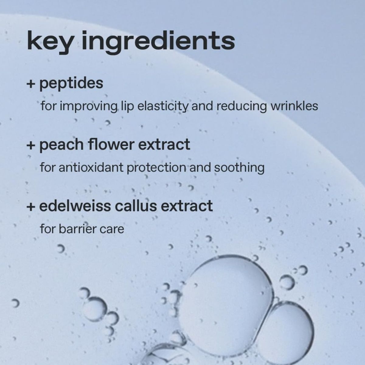 Belangrijkste ingrediënten van de glow Peach Peptide Lip Balm
