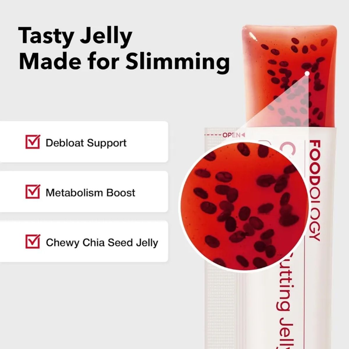 Foodology Coleology Cutting Jelly met chiazaad en voedingsvezels.