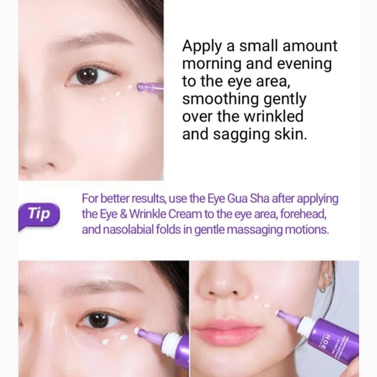 Gebruiksaanwijzing voor de BIOHEAL BOH Probioderm 3D Lifting Eye & Wrinkle Cream.