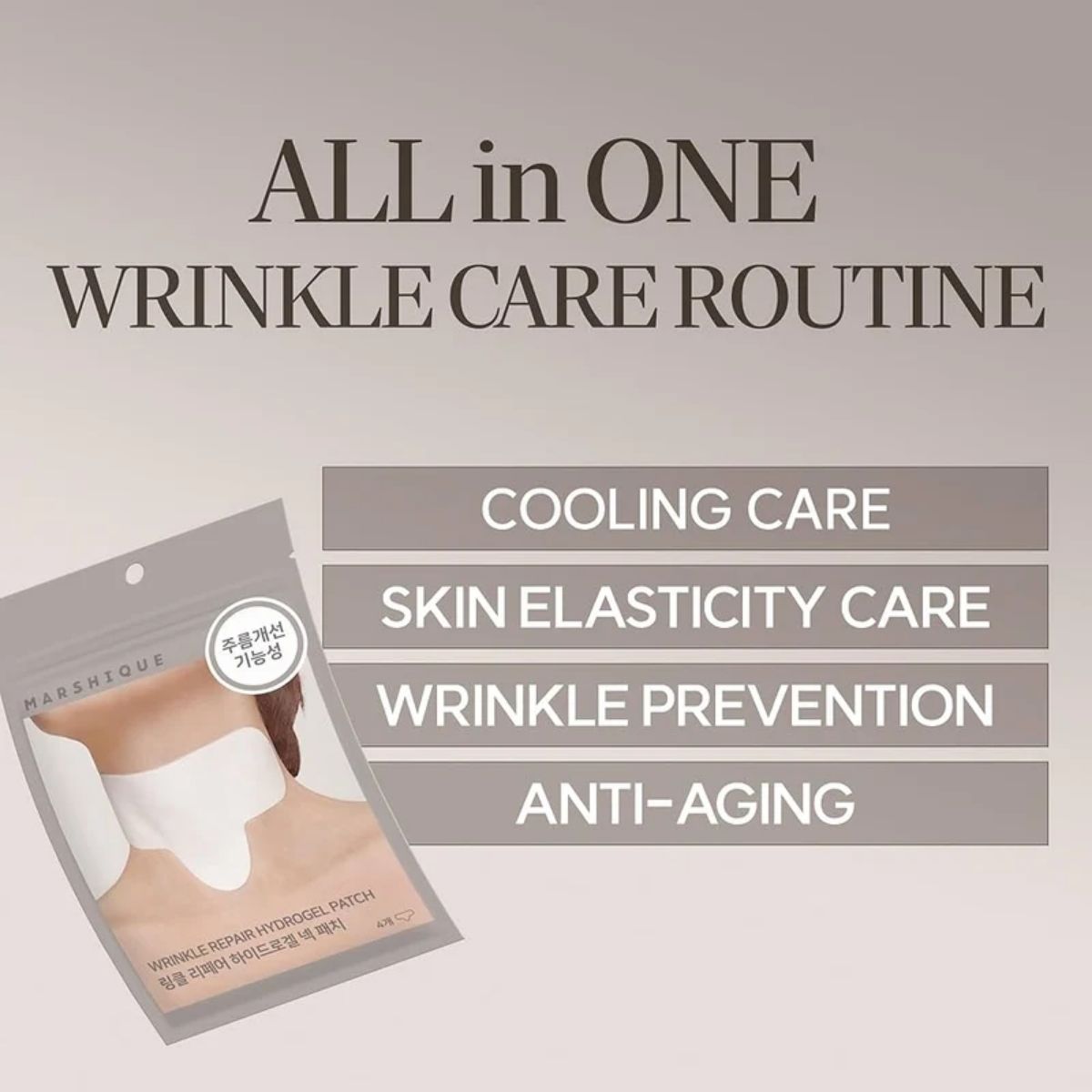 Belangrijkste voordelen van de MARSHIQUE Wrinkle Repair Hydrogel Neck Patch.