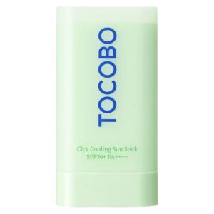 TOCOBO Cica Cooling Sun Stick SPF50+ PA++++ in lichtgroene verpakking.