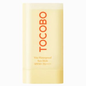 TOCOBO Vita Waterproof Sun Stick SPF50+ PA++++ in lichtgele verpakking.